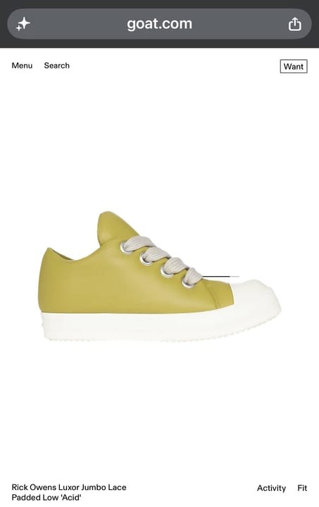 Rick Owens Luxor Jumbo Padded Jumbo Lace Ramones - Acid Green